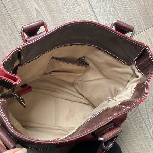 Luce Dark Red & Brown SUPER SOFT Genuine Leather Large Handbag - Picture 12 of 14